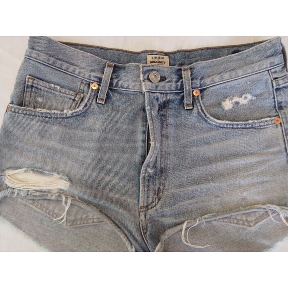 Citizens of Humanity Danielle Cut Off Denim Shorts 27 Light Wash Distressed High - Picture 2 of 10